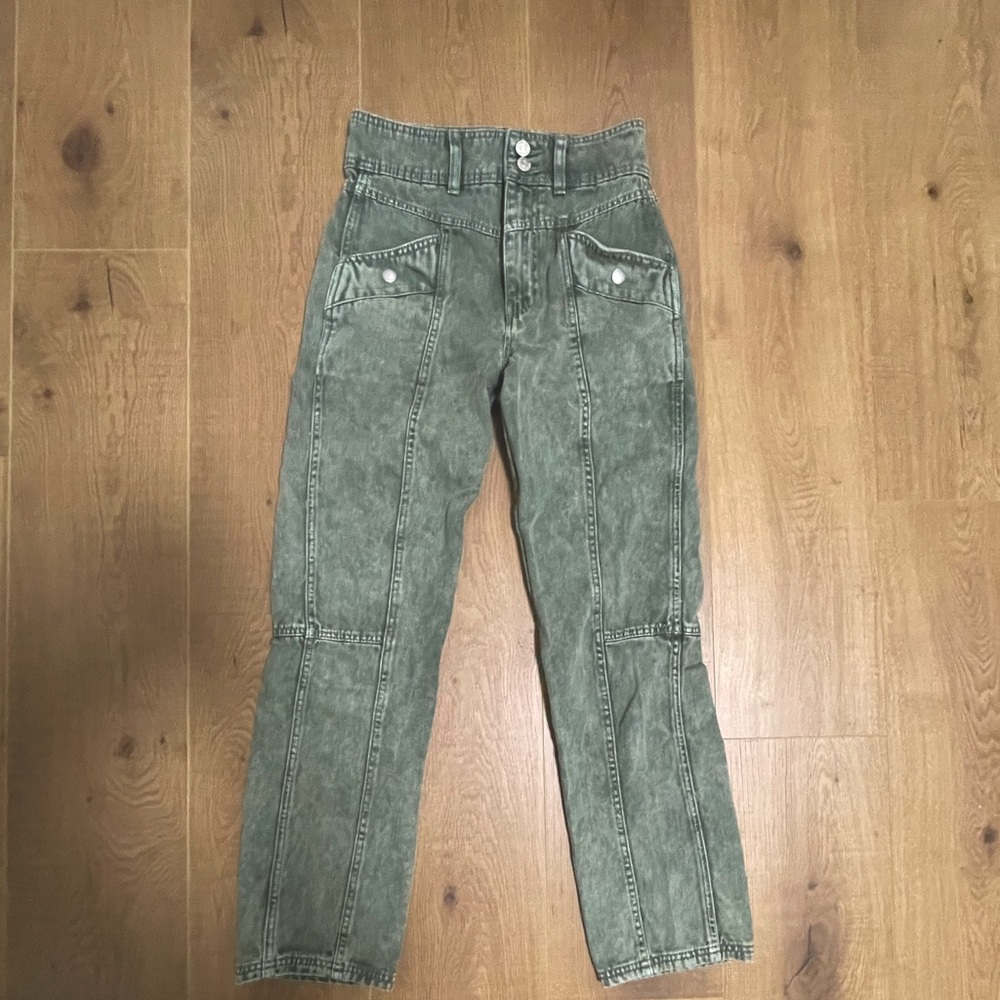 Urban Outfitter Acid Wash Olive Denim Pants
